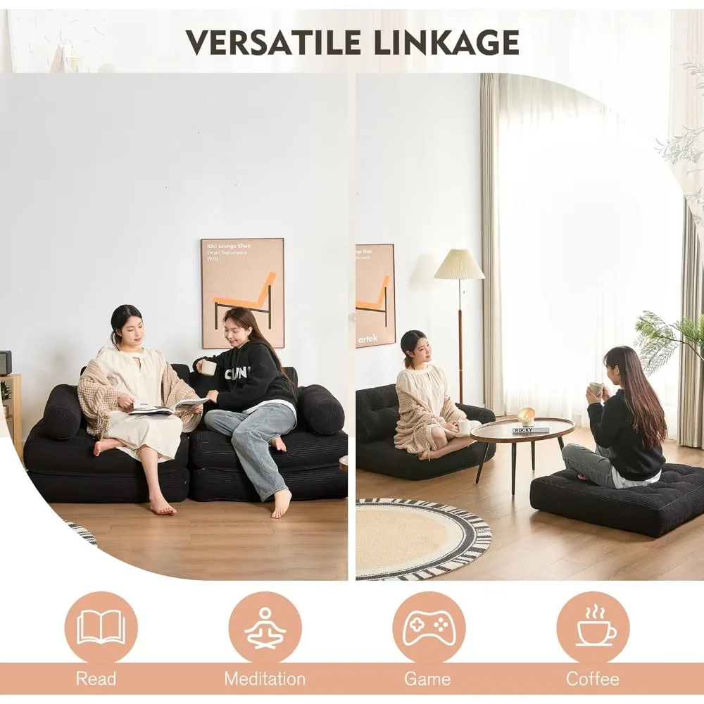 بالإضافة إلى سرير أريكة فوتون للمساحات الصغيرة، أريكة أرضية مع مسند للذراعين، سرير كرسي نوم قابل للتحويل مع وسادة، أرضية مريحة محمولة