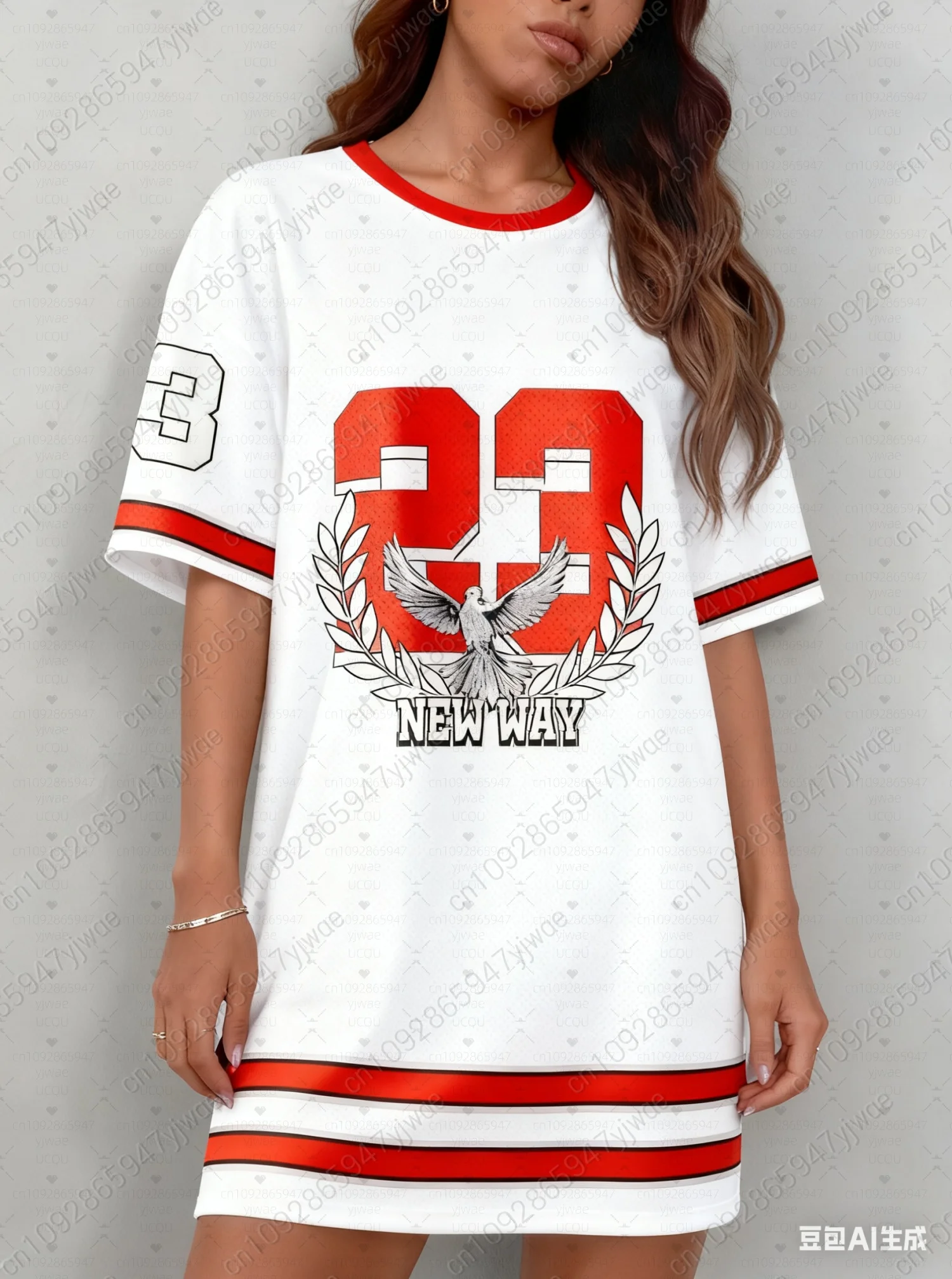 2025 Summer Women T-Shirt Dress New York No.23 Los Printed O-Neck Lady Short Sleeve Pullover Y2k T-Shirt Dresses Women Clothing