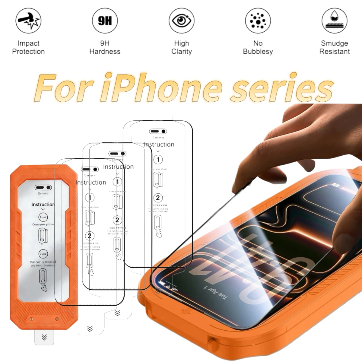 

Full Coverage HD 9H Tempered Glass Screen Protector for iPhone 17 Pro Max/16/15/14/13/12 Pro/Air Series, 3 Pack