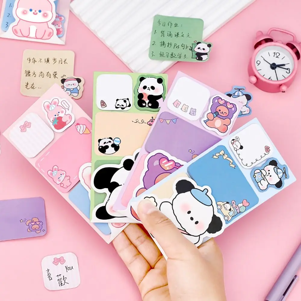 Cartoon Animals Memo Pad, Papelaria Kawaii Sticky Notes, 100 Folhas