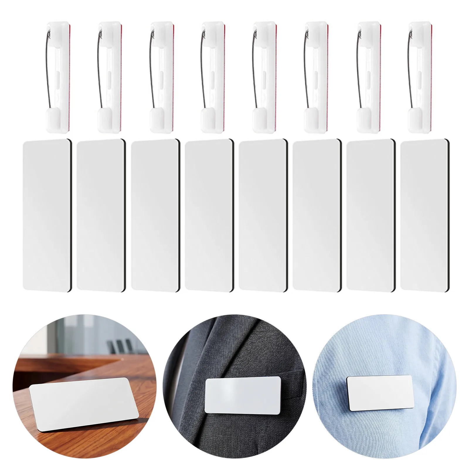 24Sets Blank Name Tags Name Badge with Pin for Office Employee DIY Sublimation Badge Work Uniform Event Empty Badges