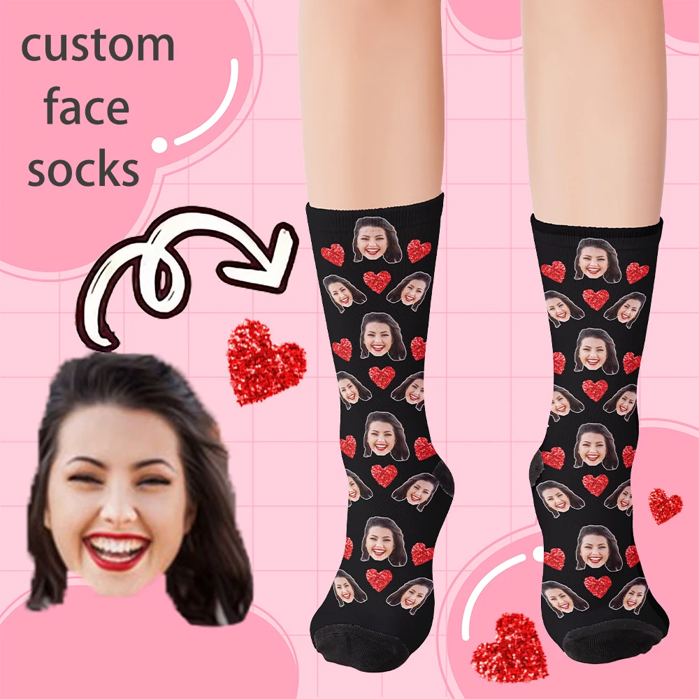 Customized face socks DIY love photos, novelty  polyester tube socks, suitable for Valentine's Day gifts for various occasions