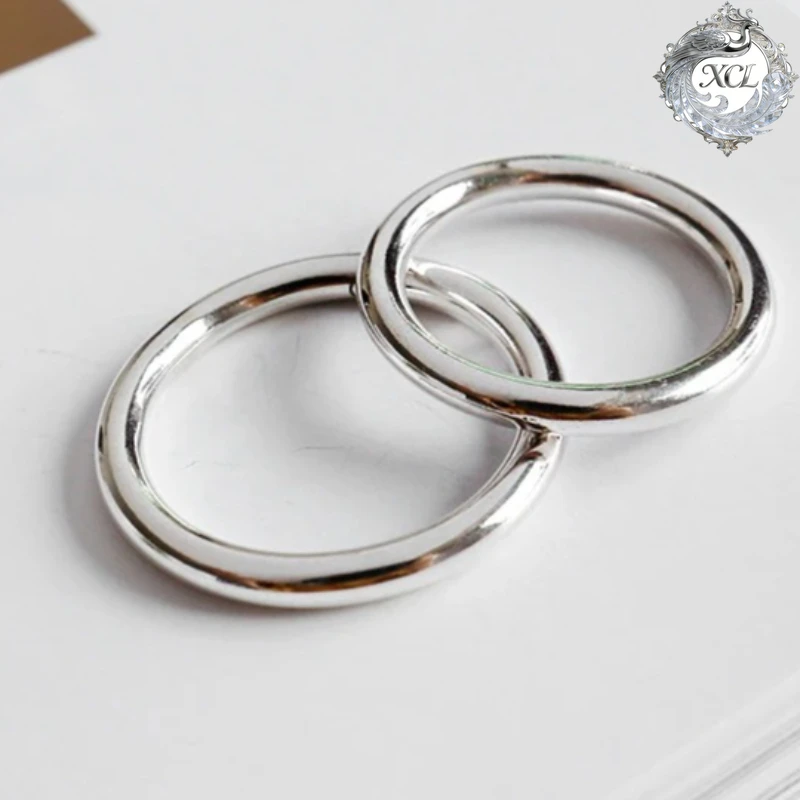 

XCL Authentic S990 Sterling Silver Classic Circle Ring Dainty Simple Band Ring, Japan Korea Style Jewelry Women Perfect Gift