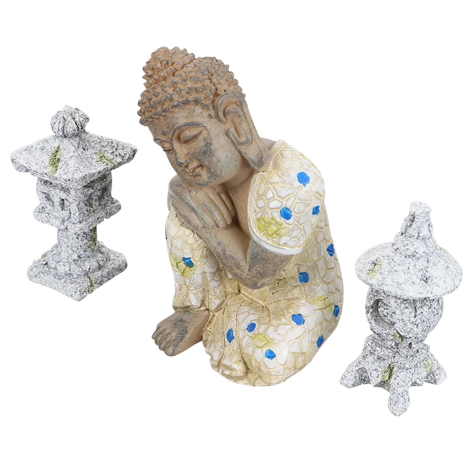 

Sleeping Buddha Statue Zen Garden naments Resin Mini Outdoor Decor Figurine Sculpture Retro Durability AntiRust Washable Home