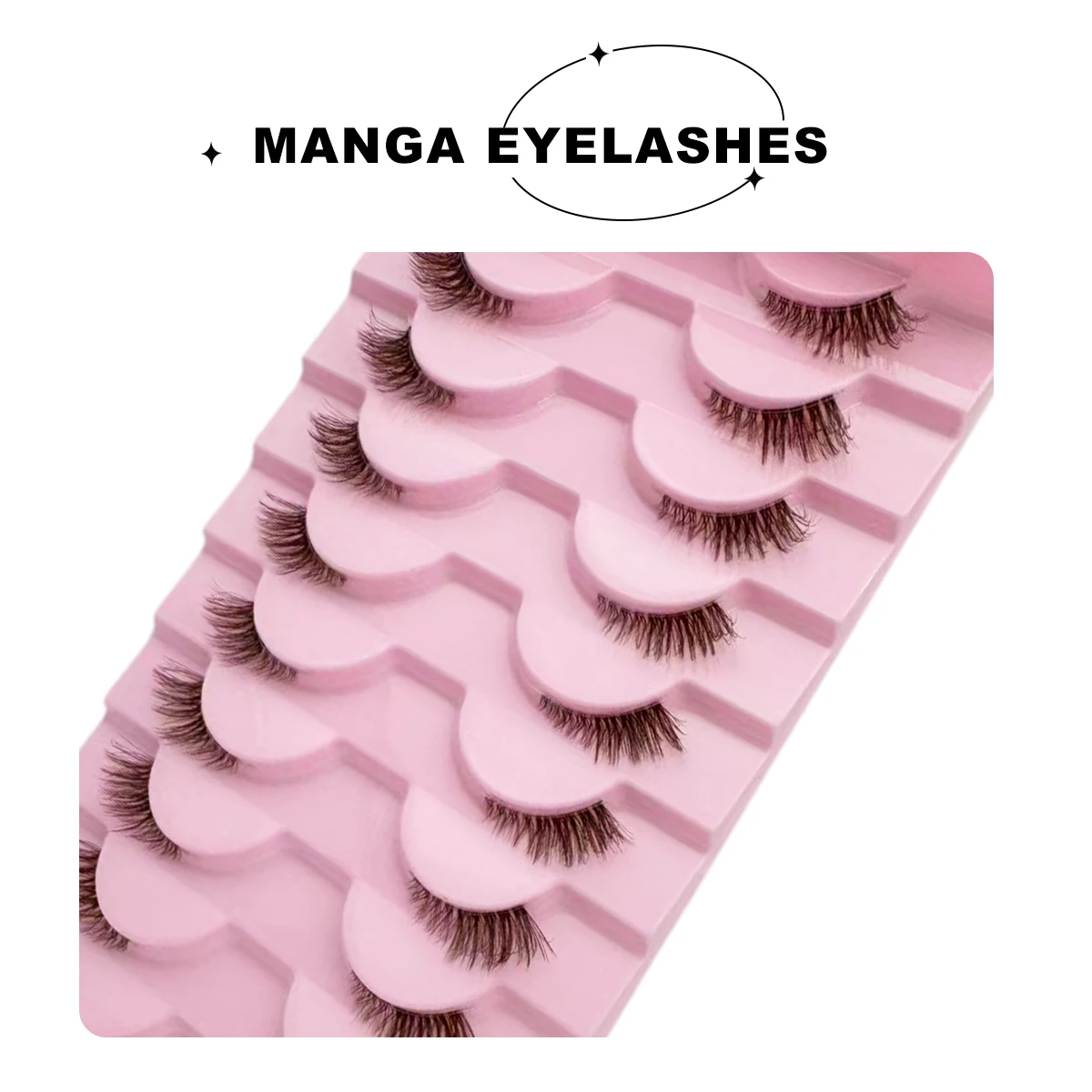 10 pares de pestañas postizas marrones de medio ojo con tallo negro único pestañas de aspecto natural que mejoran la forma de los ojos