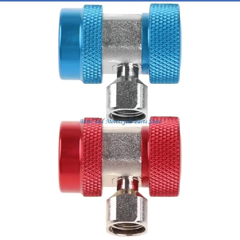 

P9FD 2Pcs Blue R134A H/L Adapters Quick Coupling Conditioner Refrigerant Coolant Adjustable Manifold Gauge for Auto