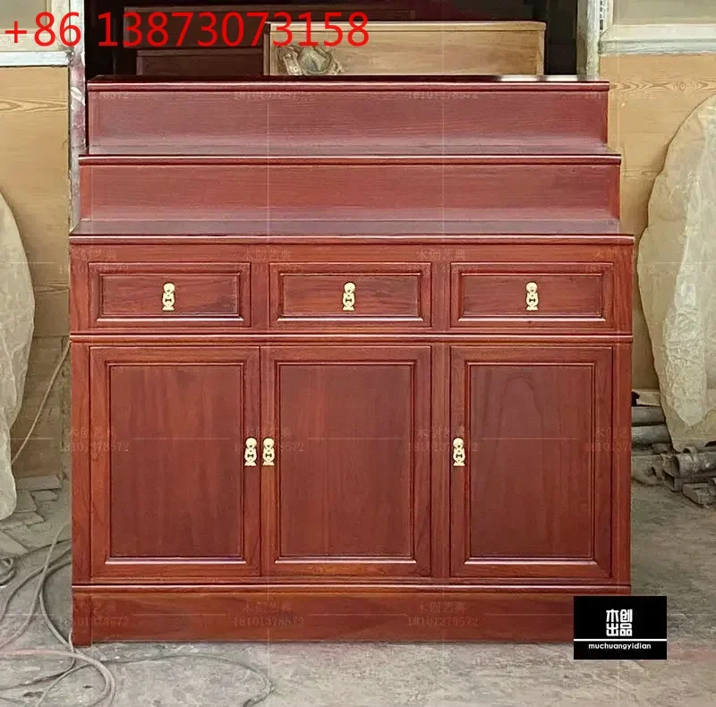 Tibetan three-story table, Buddha niche, house solid wood Buddha statue for Buddha platform, Buddhist hall, incense table