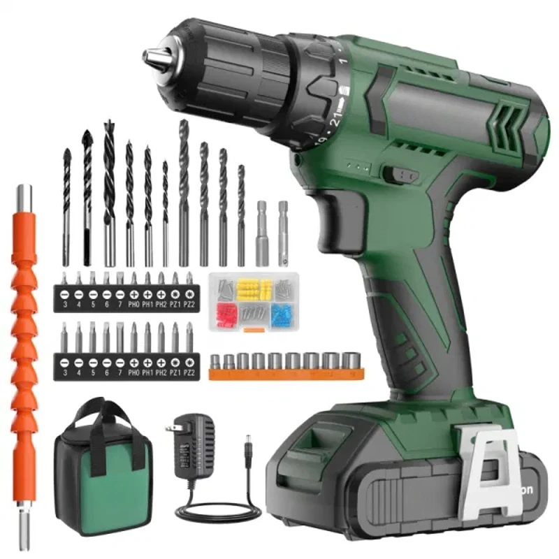 Cordless Drill Set 20V Electric Drill High Torque Drill Multifunctional Household Electric Screwdriver with Battery and Charger