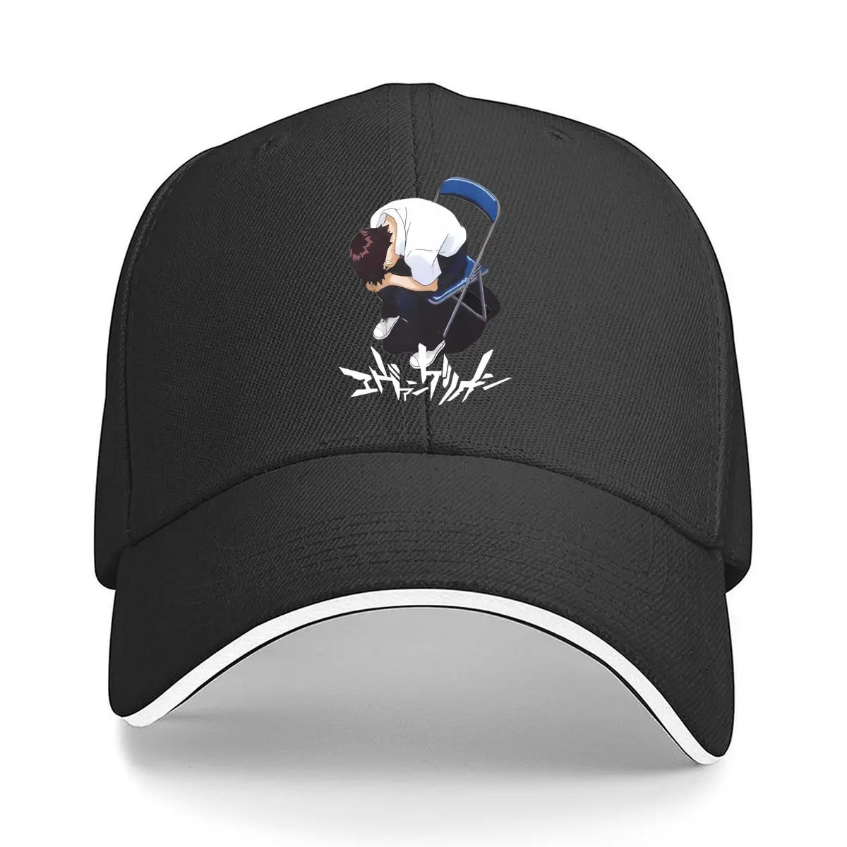 Anime Boy Sitting Folded Chair Sandwich Baseball Cap Outdoor Workouts Sun Hat