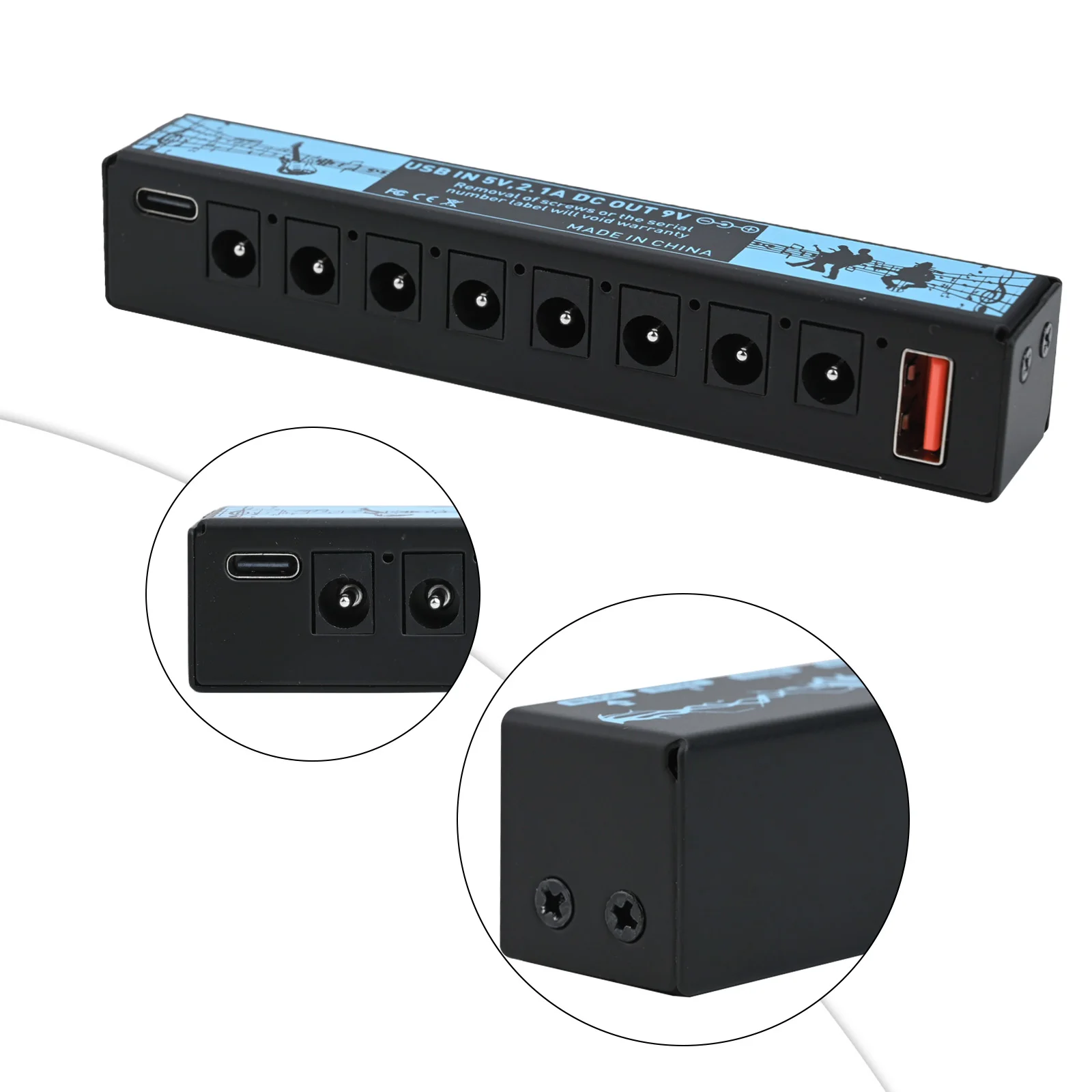 8 Outputs Power Supply Portable Pedalboard Power Supply Interference-Free Music Long-Lasting Performance High-Quality Metal