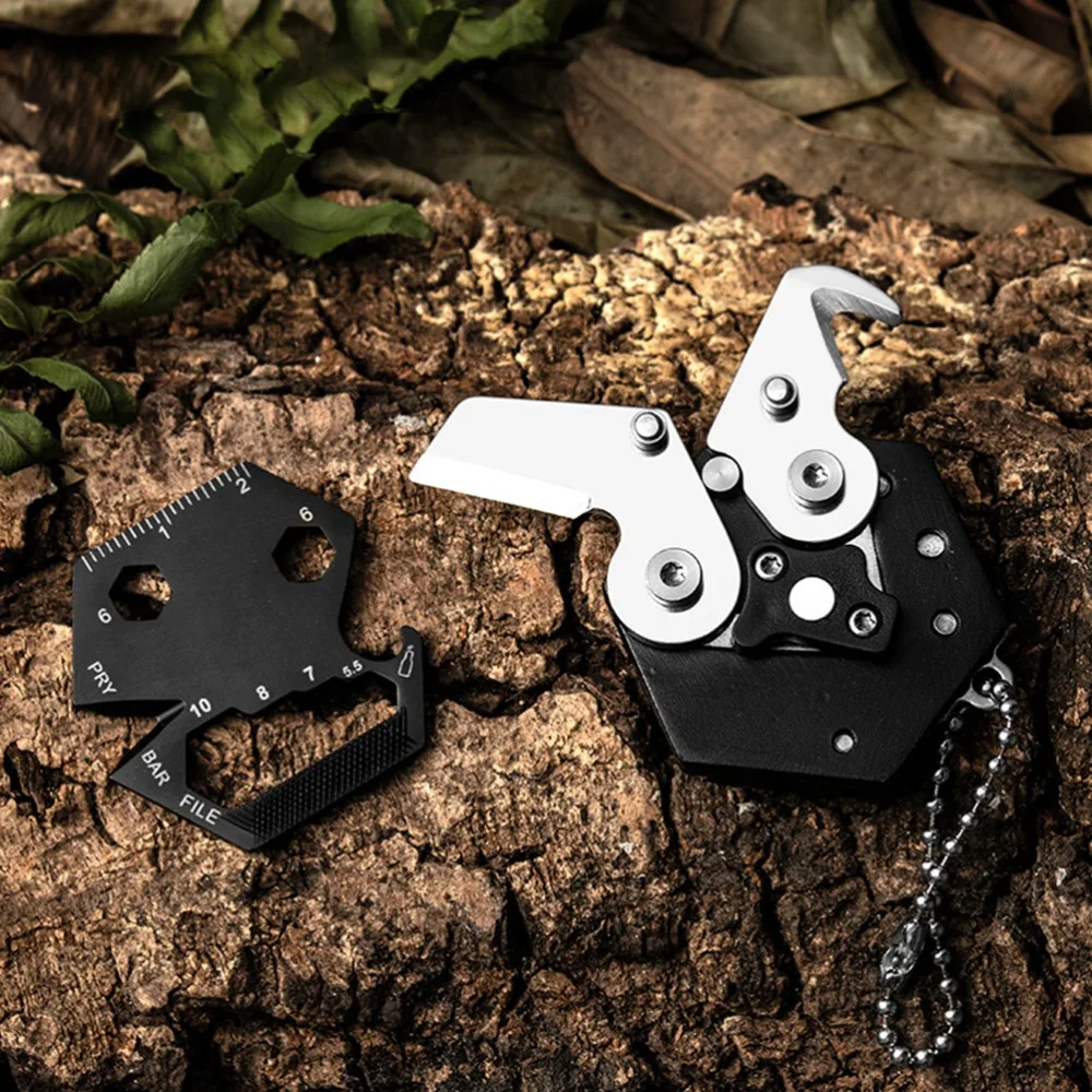 Durable Stainless Steel Multitool Card Key Chain Portable Design Folding Micro Screw Driver Set Multipurpose Tool Everyday Carry