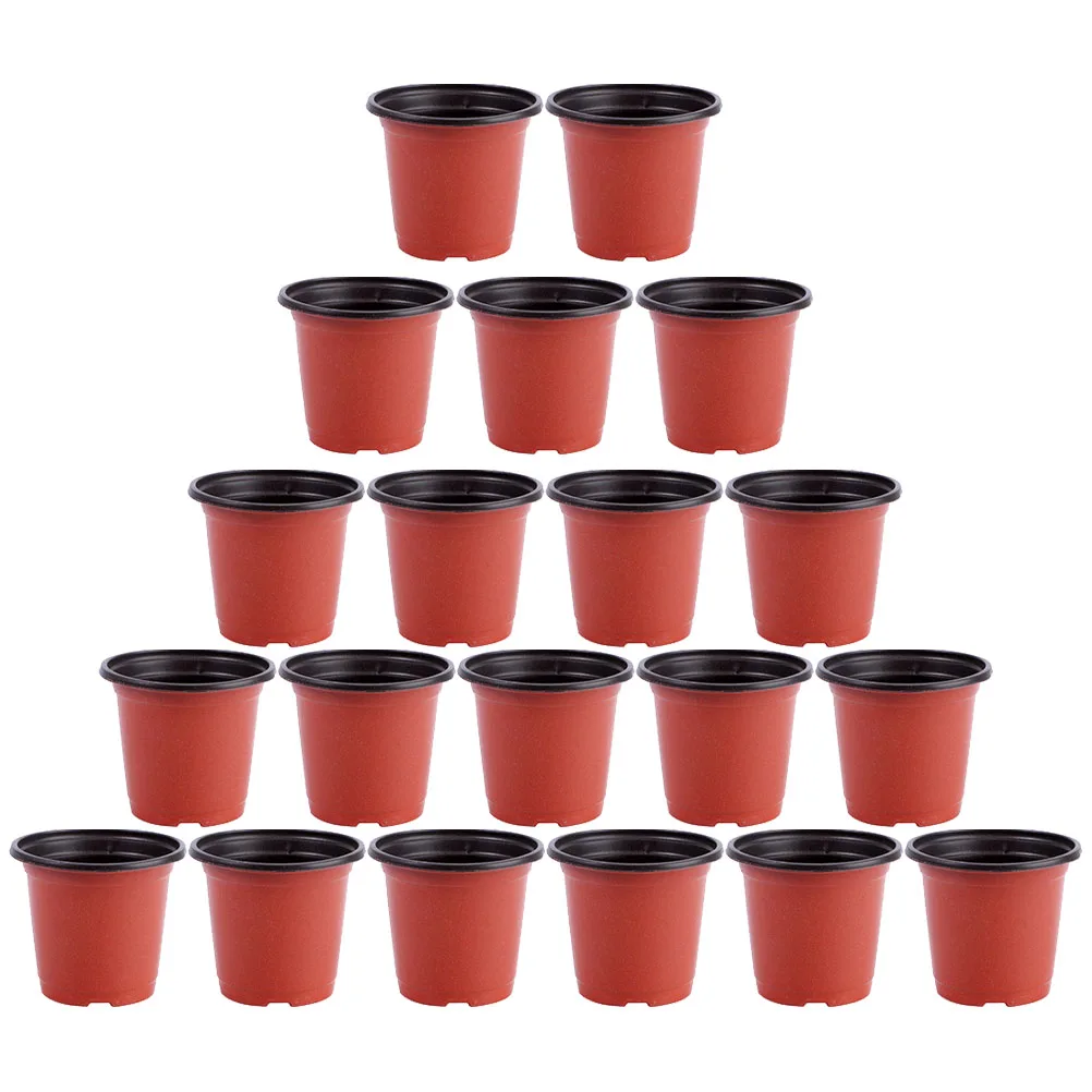 

20 Pcs Plastic Flower Pot Red Black Mini Garden Balcony Indoor Plants Flower Pot Plants Planter Durable Practical