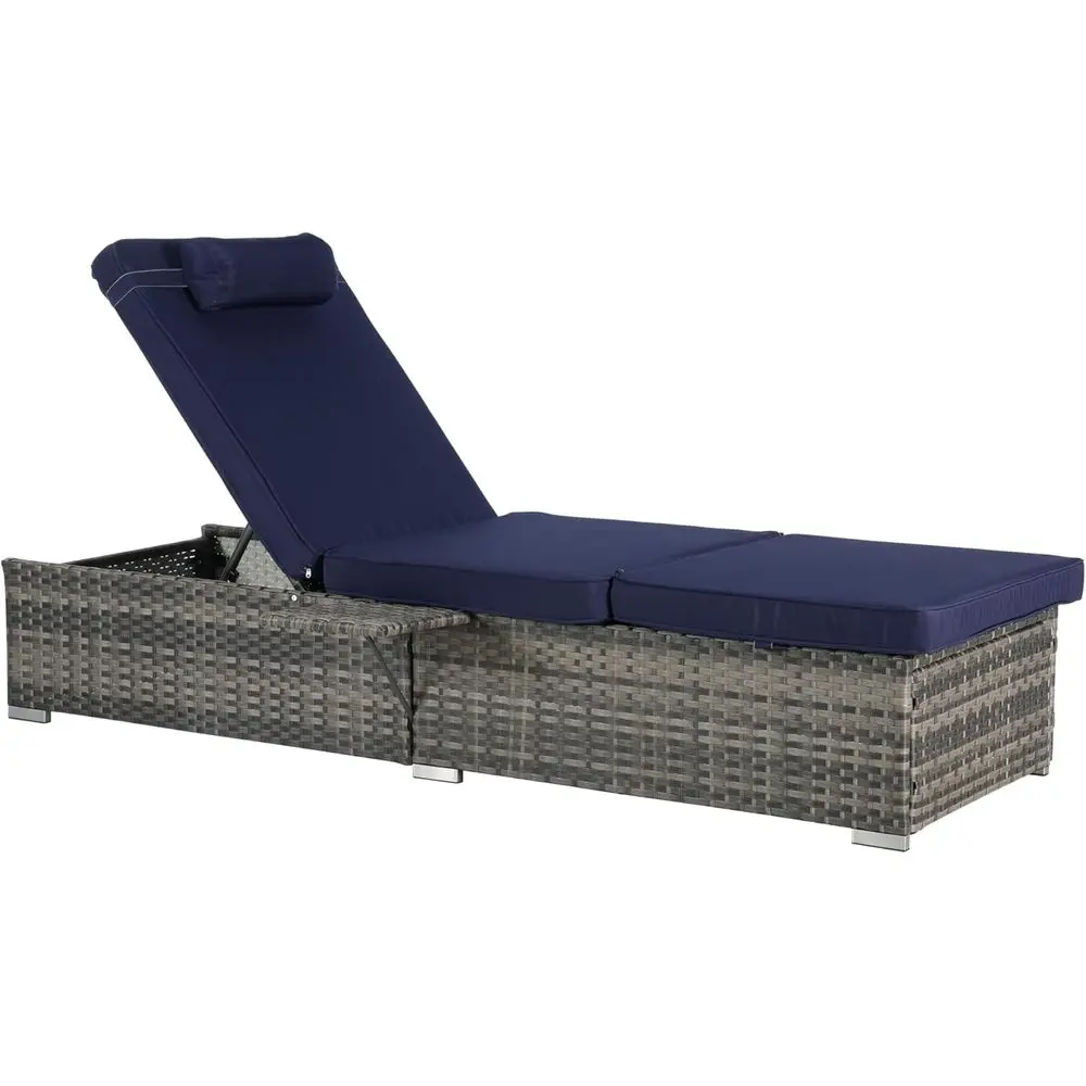 2-Piece Outdoor Patio Rattan Lounge Set with Storage, Adjustable Recliners, Table, and Cushions for Poolside, Beach, or Garden