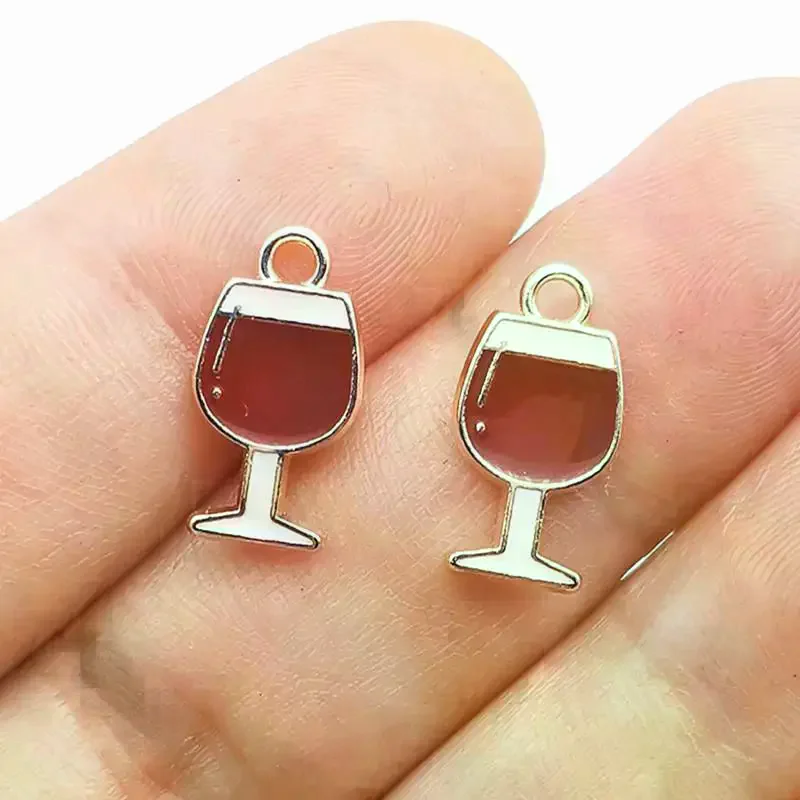 Wine Bottle & Wine Glass Alloy Charms Enamel Beverage Pendants DIY Handcraft Supplies For Bracelet Necklace 10Pcs