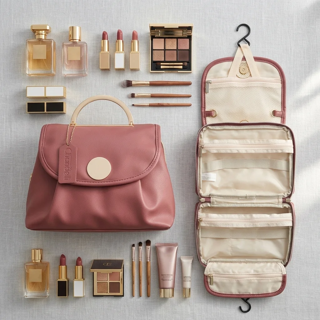 

Portable cosmetics storage bag, portable travel bag, multifunctional makeup box, toiletries storage, waterproof and hanging
