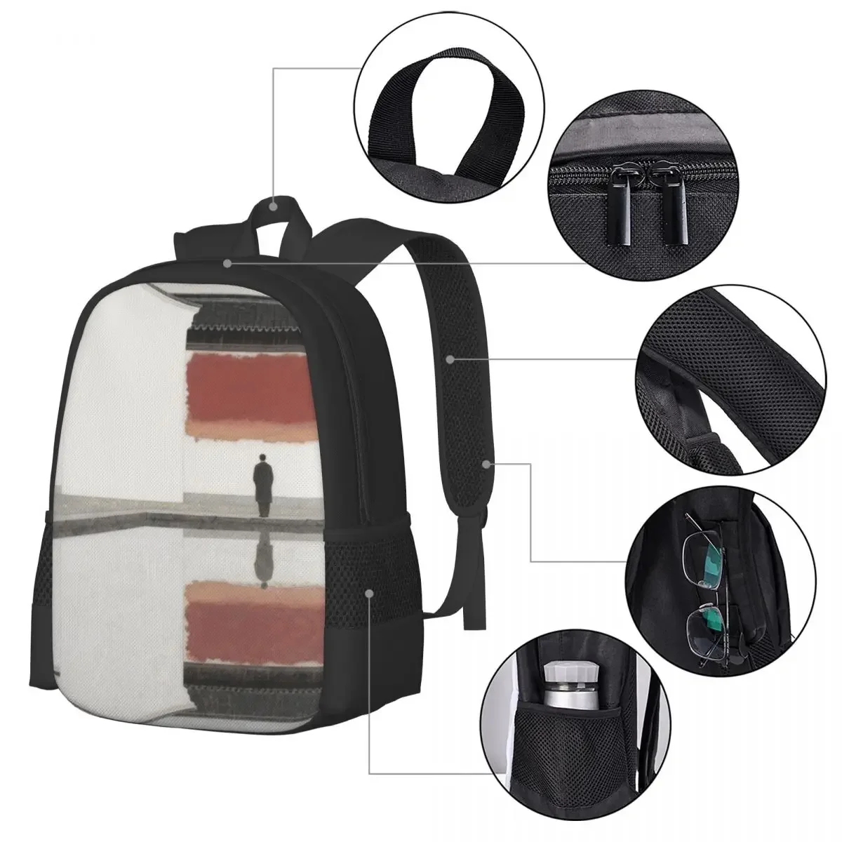 Behavior of Chinese painting style boys and girls, children's backpacks, laptops, shoulder bags