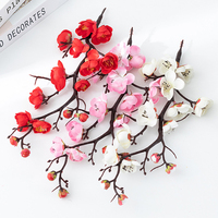 Artificial Plum Cherry Blossoms Silk Flowers Fake Flores Sakura Tree Branches for Home Table Living Room DIY Wedding Decoration