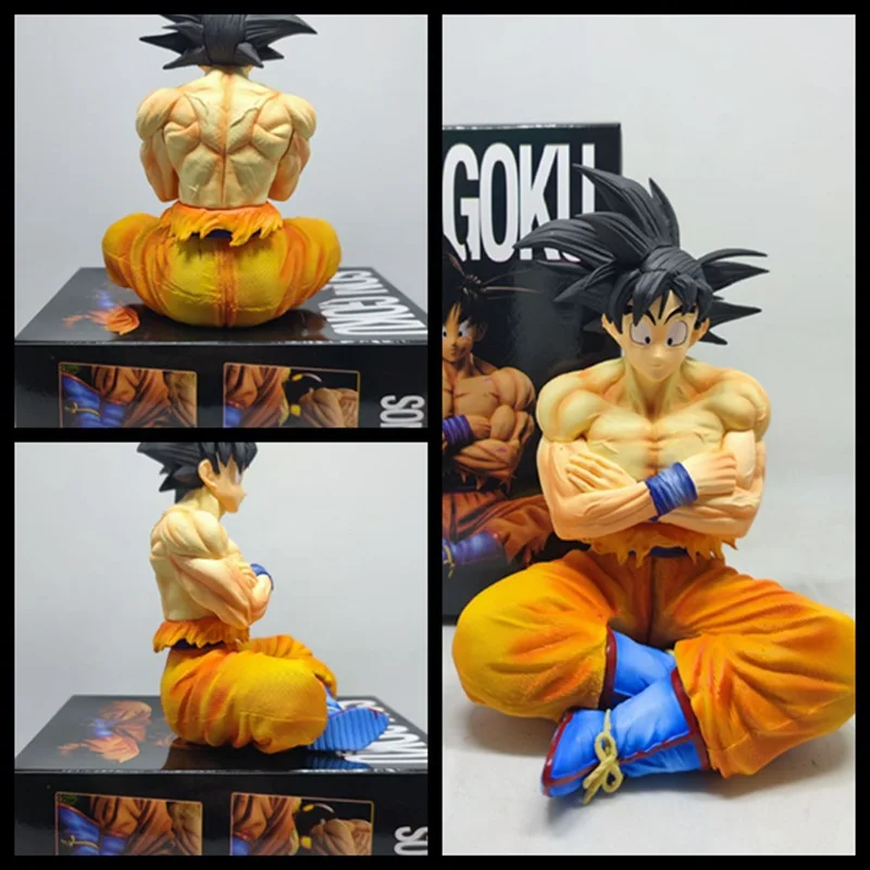 Figurines Dragon Ball Son Goku, 15cm, Figurine d'action assise, modèle en Pvc, Collection de statues, jouets de décoration, poupée d'ornements cadeaux
