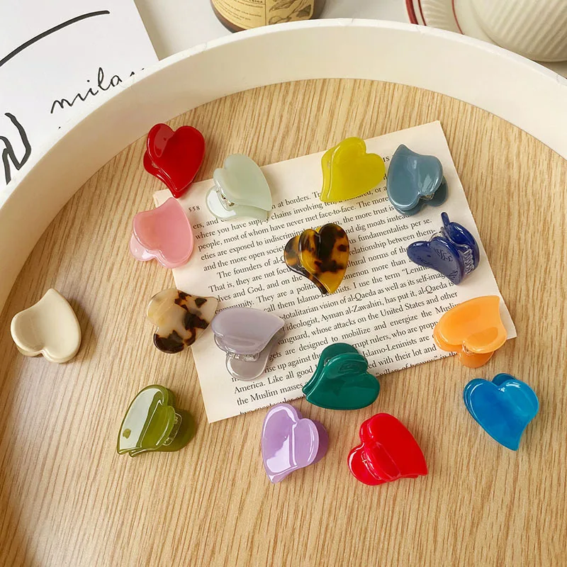 

1pc Korea Style Women Hair Clips Mini Heart Small Acetic Acid Chroma Hair Claws for Girl Fashion Hair Accessories