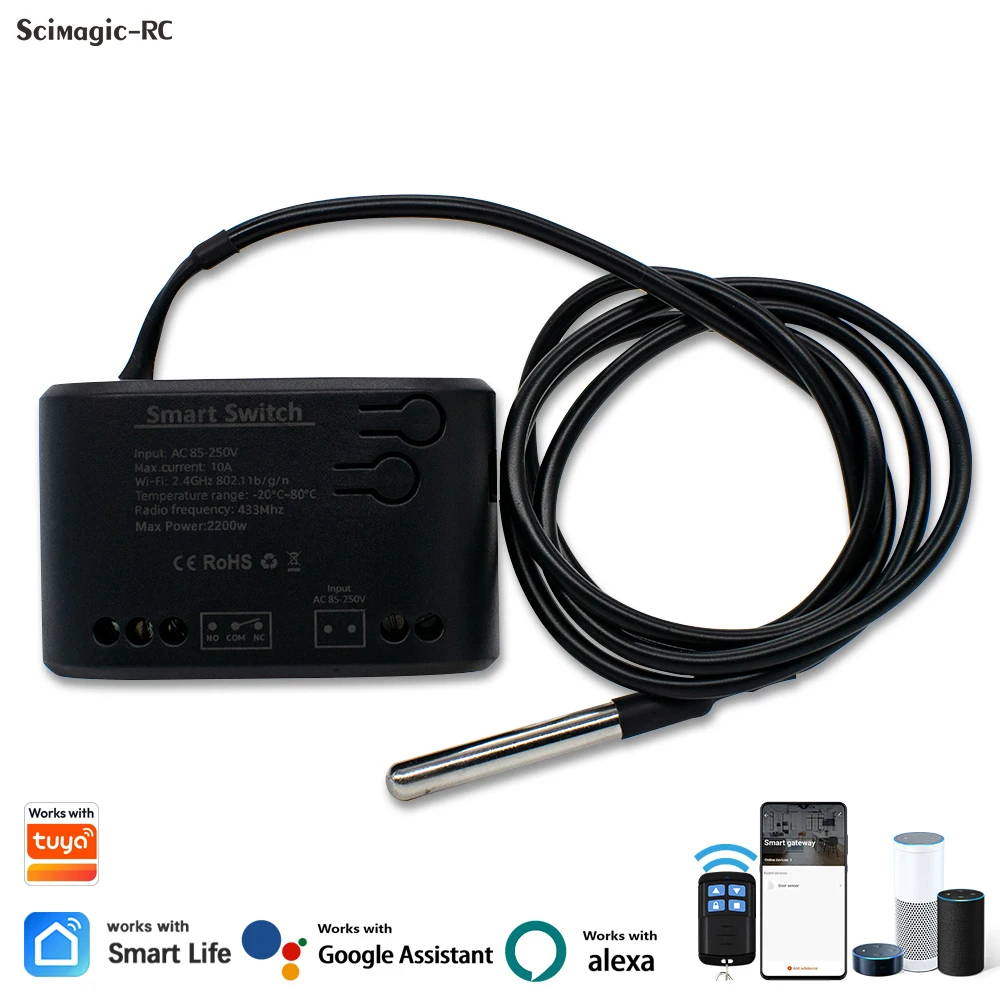 

Tuya Smart Temperature Wifi Switch 10A 2000W Intelligent Monitoring Thermostat Compatible with Alexa Google Home