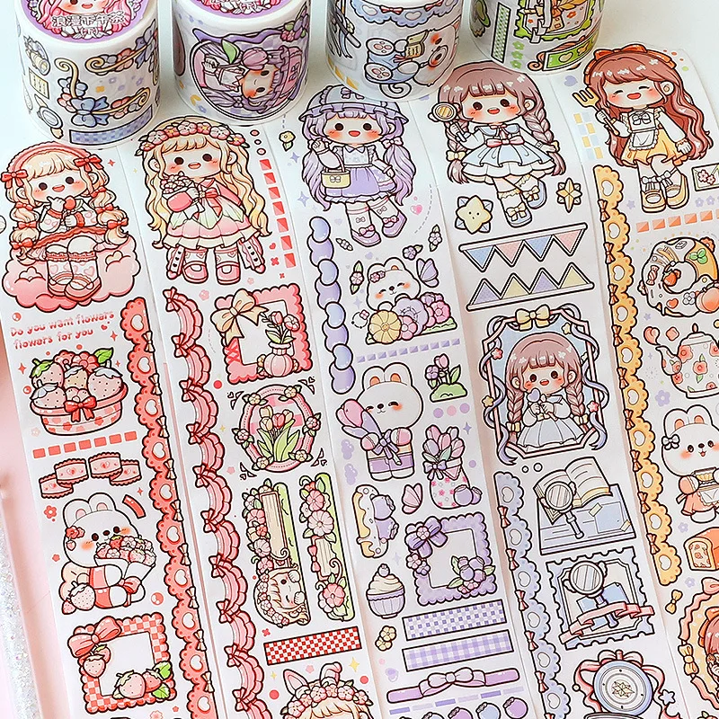 1pcs/1lot Decorative Adhesive Tapes Cartoon cute girl heart Decorative Scrapbooking DIY Paper Japanese Stickers