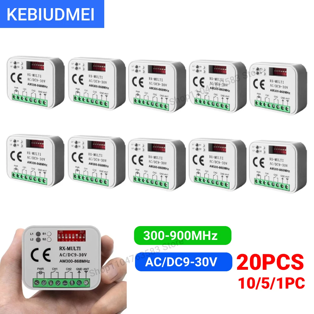 

Universal Garage Door Gate Remote Control Receiver 300-868MHz Receiver AC/DC9-30V Gate Controller Opener Transmitter