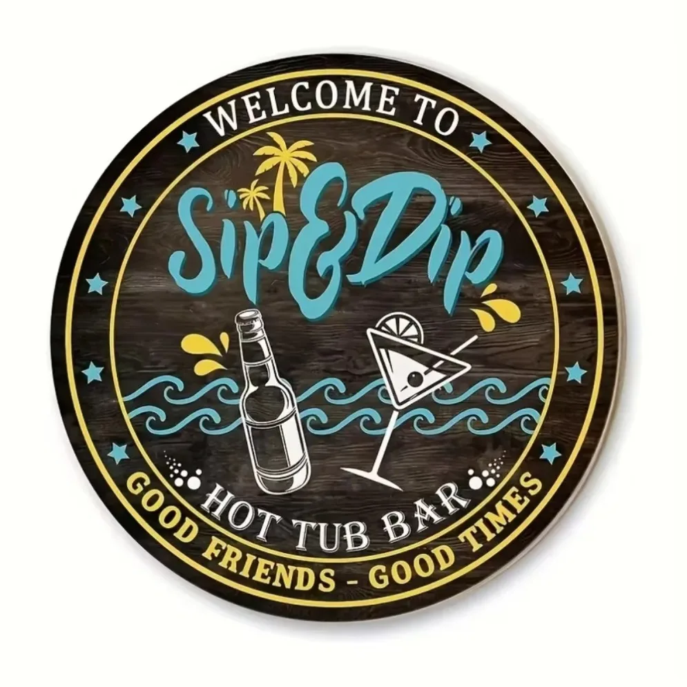 Drewniana dekoracja ścienna Sipping Spot – ręcznie robiona, z efektem postarzenia |   Charms marynistyczne dla domów i firm przybrzeżnych