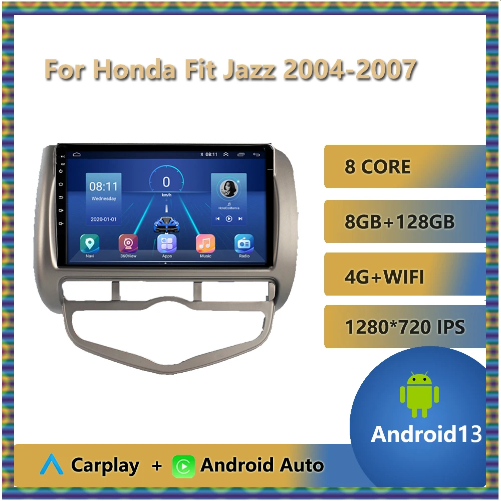 For Honda Fit Jazz 2004 - 2007 RHD Right Hand Drive Car radio Multimedia Player 4G WIFI Carplay GPS Navigation Stereo Head Unit