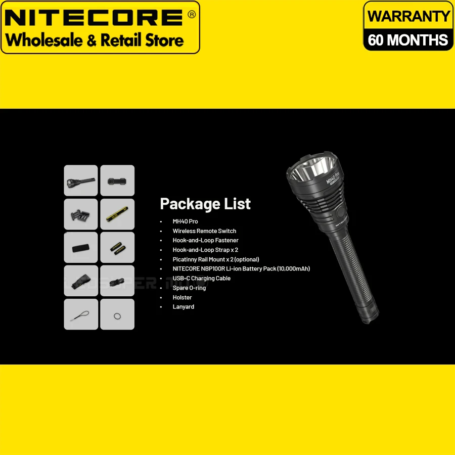 Long Range 1300 Meters Beam Distance NITECORE MH40 PRO Searchlight Hunting Flashlight with Wireless Remote Switch