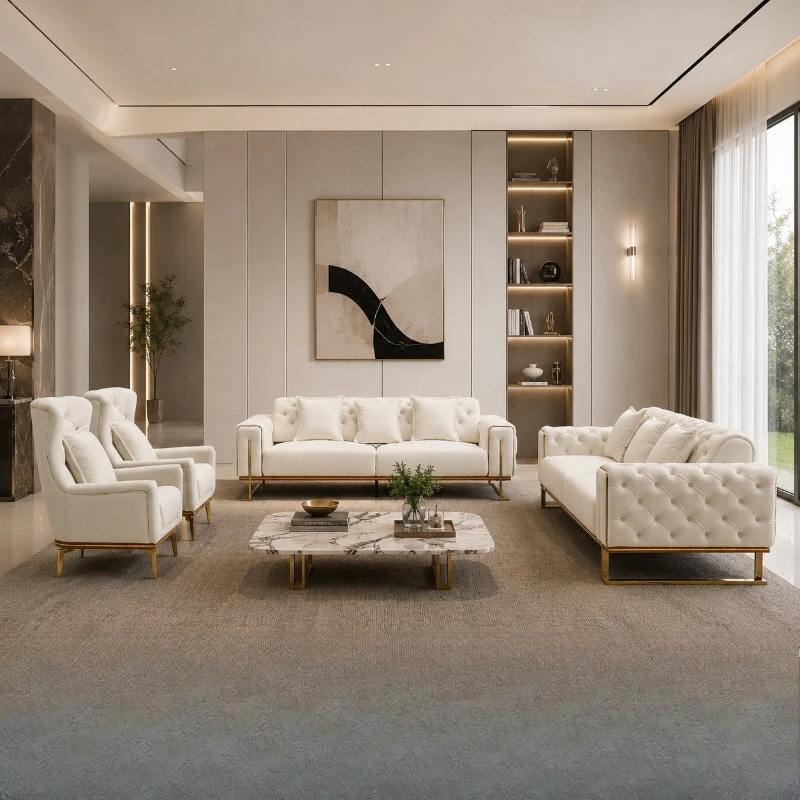 Light luxury sofa living room large apartment pull buckle sand, light luxury sofa living room large apartment pull buckle sand