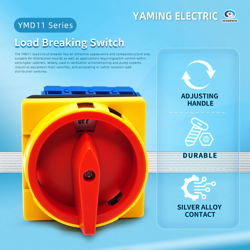 Interruptor aislador de encendido y apagado con bloqueo de almohadilla, Selector de desconexión de leva rotativa, Control de alto voltaje, 3/4P, 690V, YMD11-32A