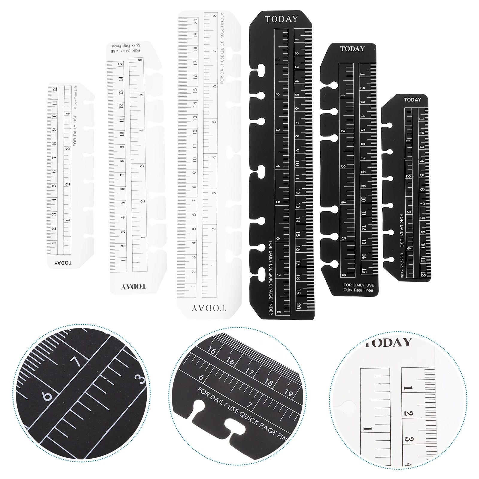12 個のブックマーク定規 A5 A6 A7 DIY 6 穴パンチ軽量オフィス学用品プランナーページマーカー読書