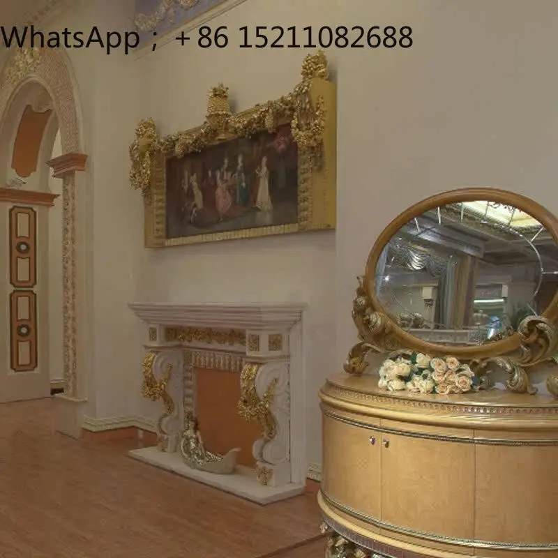SCY solid wood hand-carved fireplace villa living room decorative cabinet plug-in fireplace