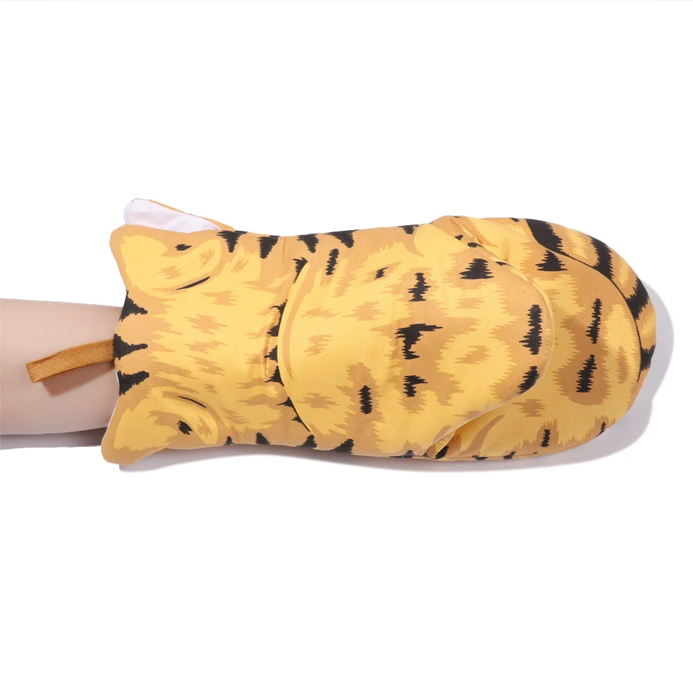 Cotton Heat Resistant Anti-Scalding Insulation Gloves Cat Paws Cartoon Animal Oven Mitts
