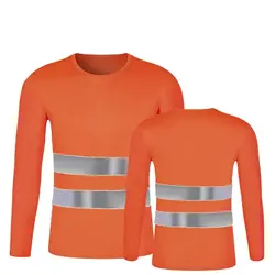 Autumn Men's Safety Construction Work Reflective Stripe Breathable Sweat Absorption 3d Printed Round Neck Long Sleeve T-Shirt