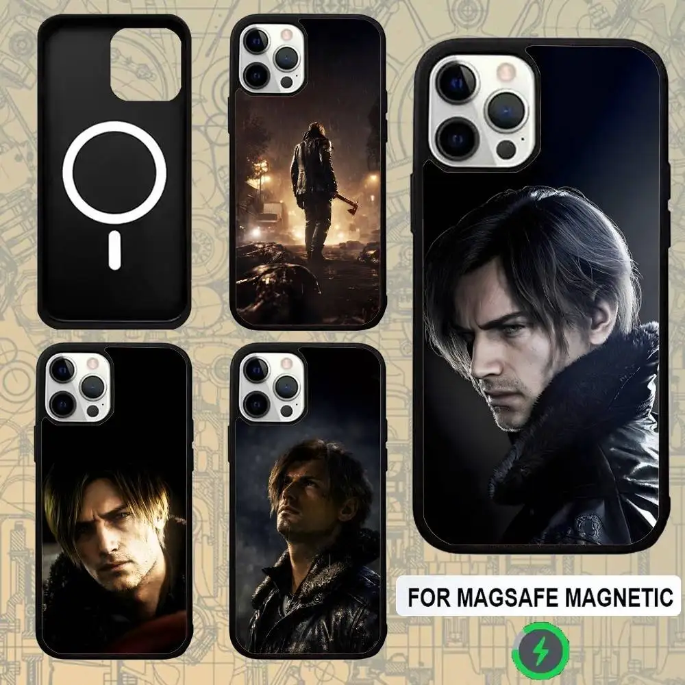 

R-Resident Evil Requiem Re9 Leon For Magsafe Wireless Charger Case For iPhone 15,16,17,13,14,11,12,Pro,Max,Plus,E,Air,Mini Cover