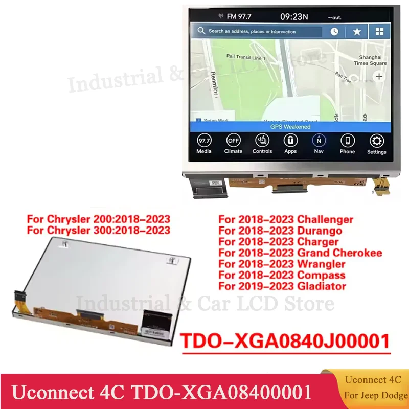 LCD Display Screen TDO-XGA08400001 Uconnect 4C 8.4inch TDO-XGA084 For J eepDodge RAM Grand Cherokee-Chrysler 2018-2024 Navi
