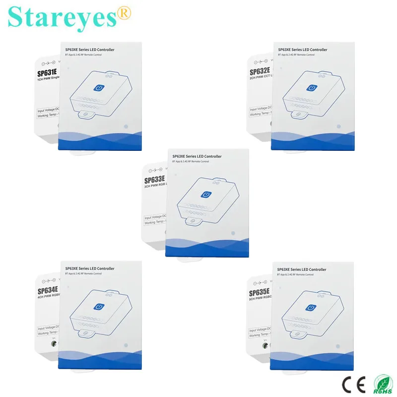 PWM LED Strip Controller DC5-24V Bluetooth APP Dimmer SP631E SP632E SP633E SP634E SP635E Warm White CCT RGB RGBW RGBCCT LED Tape