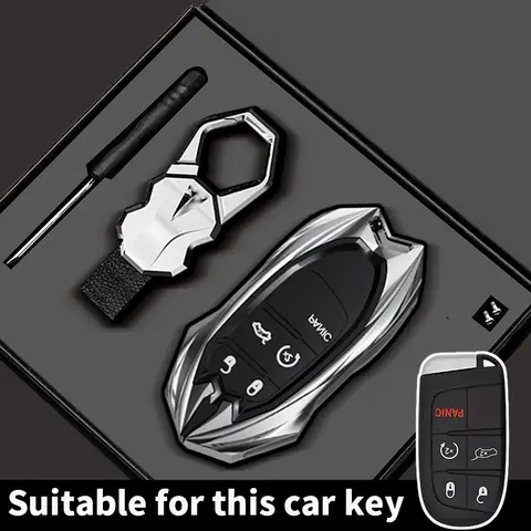 Key Case Key Ring for Jeep Cherokee Compass S Renegade Grand Commander for Dodge Journey Challenger Jcuv for Chrysler 300C Cover