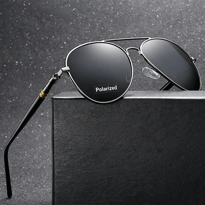 Piloten-Sonnenbrille mit Polarisierung für Damen und Herren, Markendesign, Luxus-Fahrbrille, Anglerbrille, Metall-Sonnenbrille, Modische Vintage-Brille
