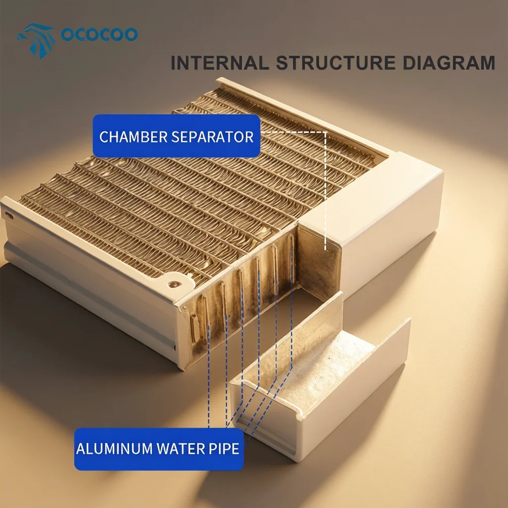 OCOCOO Server Industrial 120mm 240mm 360mm White Aluminum Water Cooling Radiator Stable Cooling Heat Dissipation Mounted