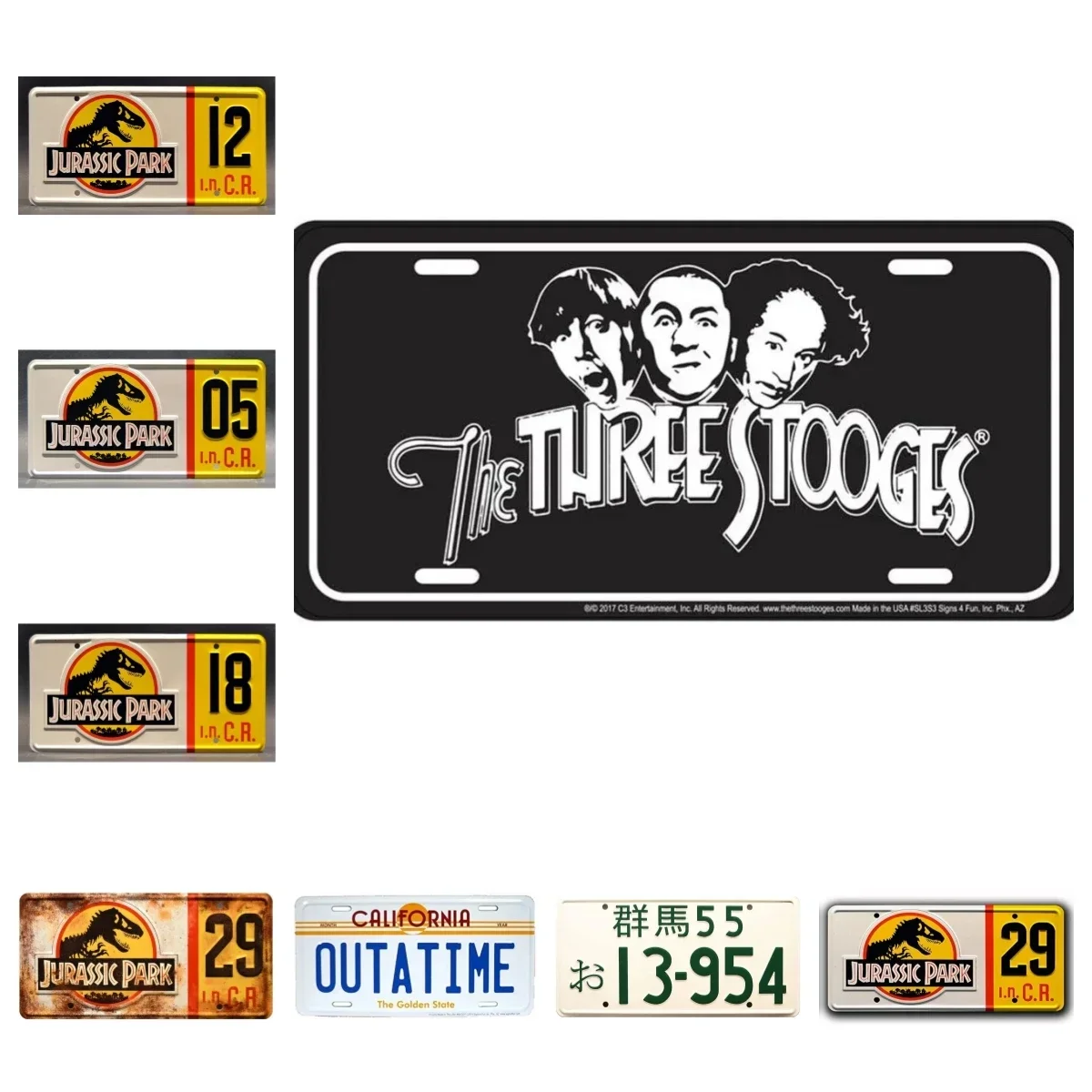 Stooges Black | Outatime | Initial D | 13-954 | Metal Stamped License Plate  Cover Metal Car Tag for Men Women 6 X 12 Inch