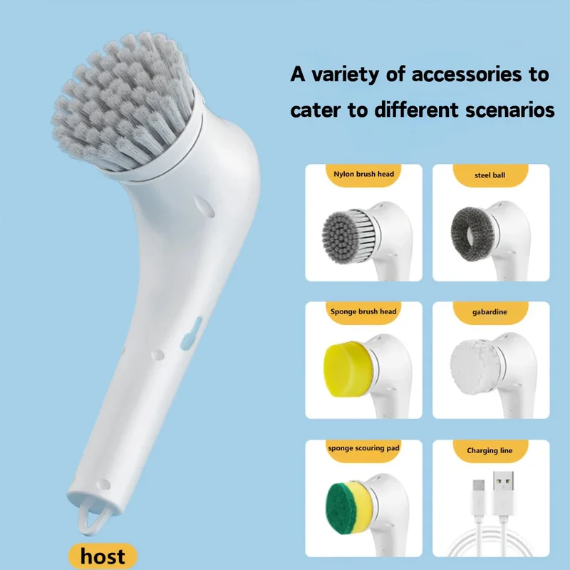 فرشاة التنظيف الأوتوماتيكية - مادة إسفنجية، إزالة البقع القوية، رؤوس فرشاة متعددة، مقبض