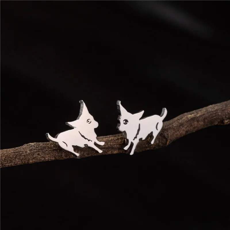 Lovely Chihuahua Dog Earrings for Women Stainless Steel Dachshunds Pet Earings Small Animal Jewelry Piercing Gift Wholesale