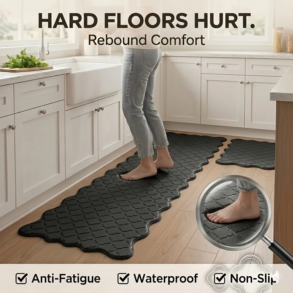 Cushioned Anti-Fatigue Kitchen Mat Waterproof Non Slip Comfort Foam Standing Mat Washable Floor Rug for Kitchen Sink Office Laundry Room Home Decor