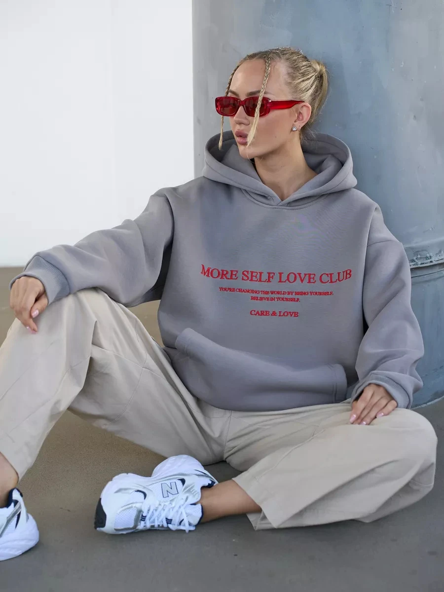 

Новая женская толстовка с принтом на весну 2026 года, оверсайз, с графическим принтом Y2K, на шнурке, с длинным рукавом, в уличном стиле