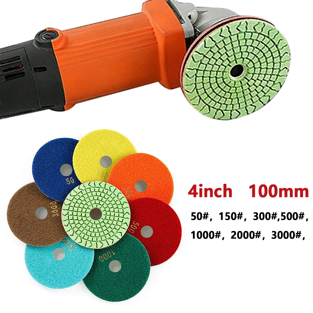 1PC 4 Inch 100mm Wet Diamond Polishing Pads Tool For Granite Marble Concrete For Granite Marble Concrete Stone Sanding Discs