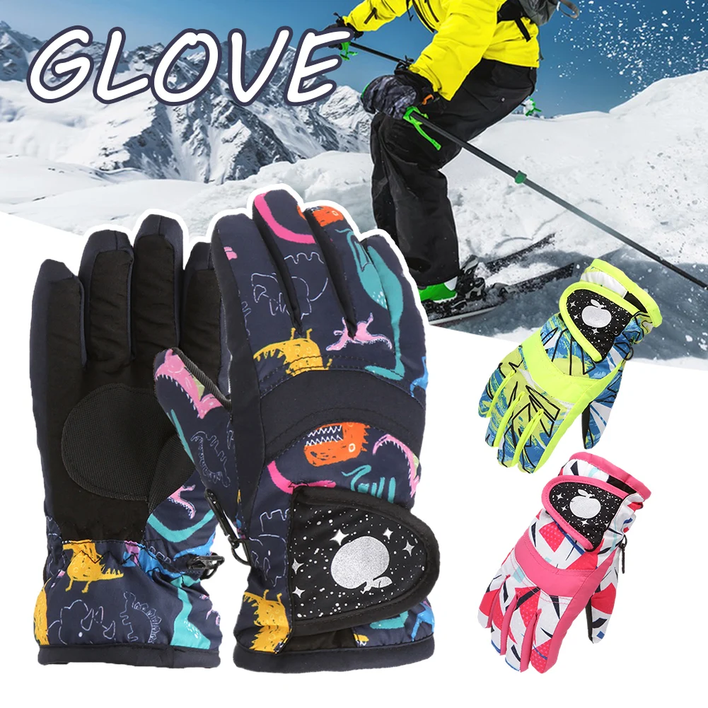 Winter Kids Ski Gloves for Boys Girls Snow Snowboard Warm Children Glove Waterproof Thicken Mittens Keep Finger Warmer