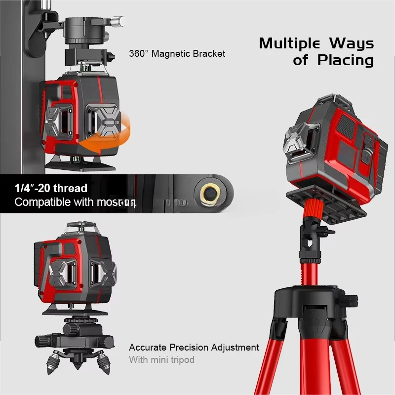 الصناعية وDIY الصف عالية الدقة 12 و 16 خط مستوى الليزر الأخضر 4D3D مستوى الليزر