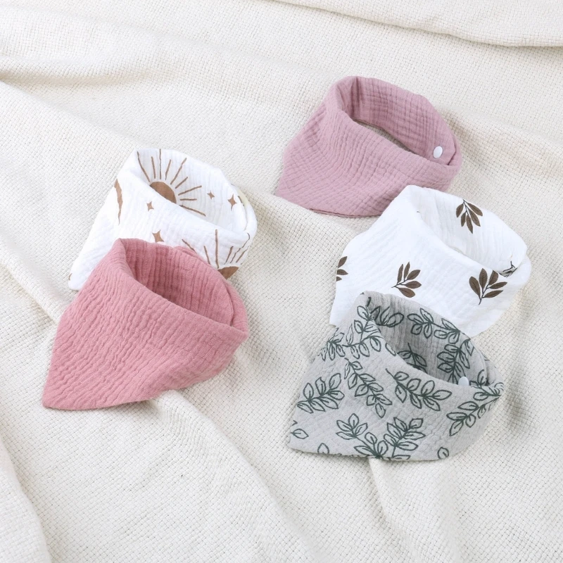 4 PCs New Designs Cotton Gauze Baby Bib Adjustable Baby Triangle Scarf Girls Boys Burp Cloths Saliva Towel Feeding Accessories